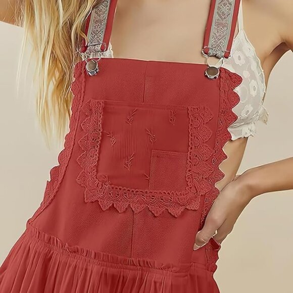 Cutout Side Overall Bib Tiered Maxi Dress - Picture 4 of 7